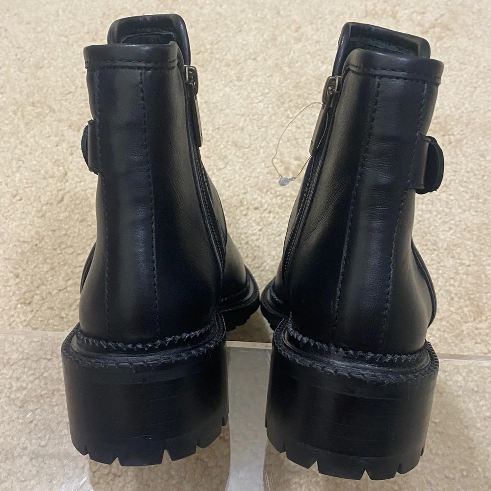 NWOB AQUATALIA Oreena Leather Buckle Moto Boots Women’s Size 5.5